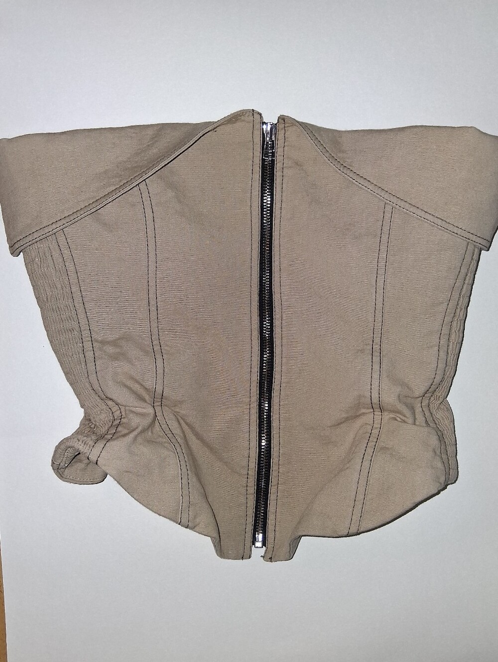 Zara Khaki Corset Top With Zipper Medium